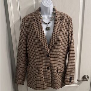 Classic Tan Checkered Women's Blazer